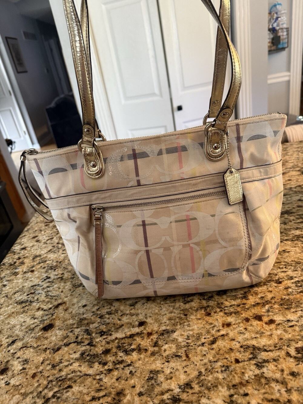 Y2k Coach Tattersall Sequin Lurex Metallic Signature Sateen GlamTote C1269-19871